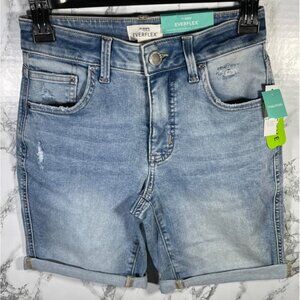 Everflex Womens High-Rise Super Stretch Denim Bermuda Shorts Size 0